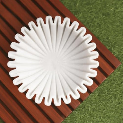 SWADESHI BLESSINGS Handcrafted Marble Ruffle Bowl for Home Decor, 8" - size: 8 Inches