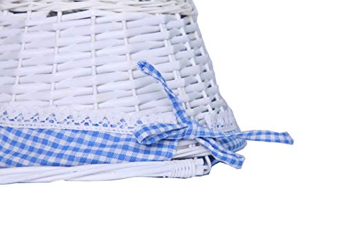 Oypeip Easter Basket Gift Basket Oval Willow Round Wicker Storage Basket With One Drop Down Handle Easter Baskets for Kids Fabric Cotton Linen For Office, Bedroom, Closet, Toys