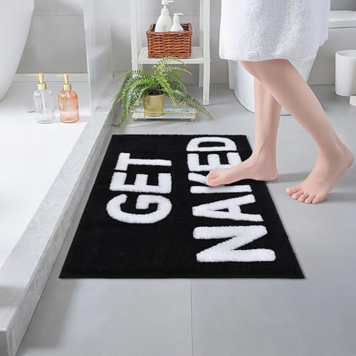 Zeeinx Get Naked Bath Mat Black Cute Bathroom Rugs 20”x32” - color: Black&white, size: 1'8" x 2'8" (Rectangular)