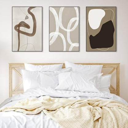 Framed Abstract Black Stroke Lines Canvas Painting,24x32 In - color: White