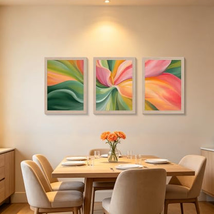 Framed Abstract Floral Canvas Wall Art 3 Pcs Botanical Decor 12x16 Inch