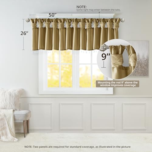 Madison Park Faux Silk Valances for Windows with Beads, 50x26 Bronze - color: Bronze, size: 50"W x 26"L (Pack of 1), style: Valance