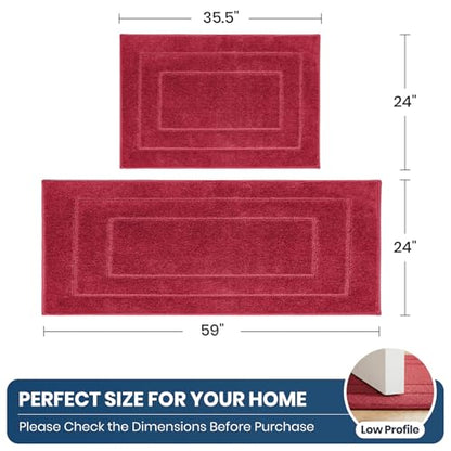 PURRUGS Kitchen Rug and Runner, 24" x 35.5"+ 24" x 59", Burgundy Red - color: Burgundy Red, size: 24" X 35.5"+ 24" X 59"