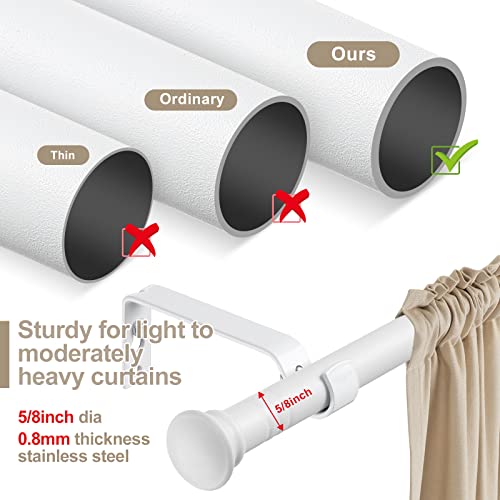 Decorative Curtain Rods for Windows 28 to 50 Inch - 5/8" Heavy Duty Curtain Rods 2 Pack,Basic Window Curtains Rod,Cafe Drapery Rod with Brackets - White - color: Matte White, size: 28-50" (2 Pack)