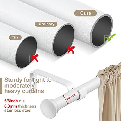 White Curtain Rods for Windows 48 to 93” - 5/8 Inch Heavy Duty Metal Curtain Rods Set - Rustic Farmhouse Drapery Rods with Brackets - Matte - color: Matte White, size: 48-93" (1 Pack)