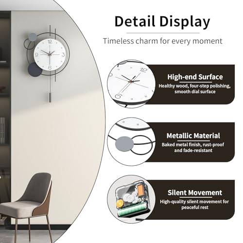 Decorative Modern Wall Clock for Living Room Decor Non Ticking