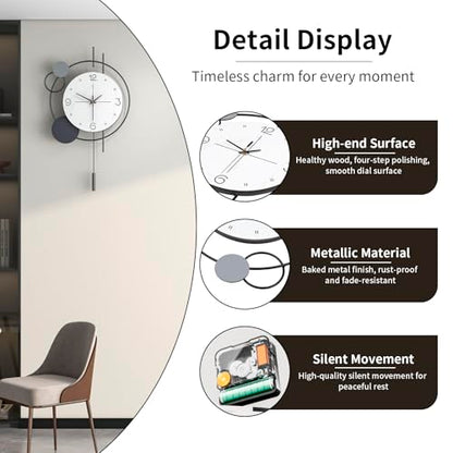 Decorative Modern Wall Clock for Living Room Decor Non Ticking