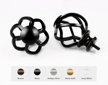 KAMANINA Black Curtain Rods for Windows 48 to 84 Inch, Single Drapery Rods - color: Black, size: 48-84"