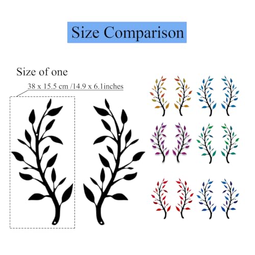 Yuzhuo 2 Pieces Metal Tree Leaf Wall Decor Branch Leaf Wall Art - color: Purple, size: S