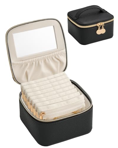 Lolalet Travel Jewelry Organizer for Women, Jewelry Case with Mirror - color: Black