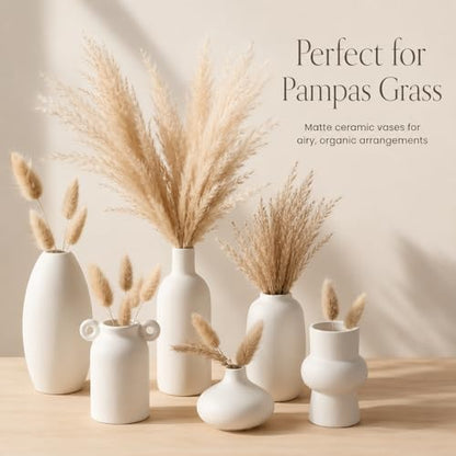 Set of 12 White Ceramic Vase for Pampas Grass Flowers, Japandi Small Vases in Bulk for Wedding Centerpieces, Shelf and Table Decorations, Living Room and Bedroom Decor, DIY Gift - size: Set of 12