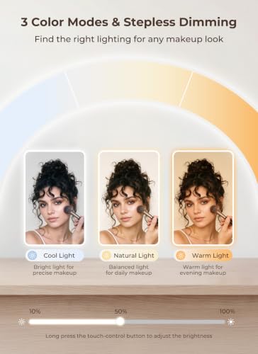 Lighted Travel Makeup Mirror,1X/10X Magnification,3 Light Modes, Rose Gold - color: Gold