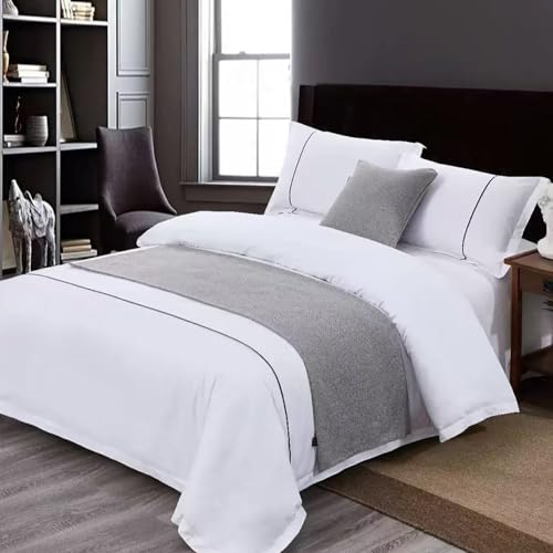 Grey Bed Runner 82 x 18 Inch Solid Grey Reversible BedScarf for Queen & Full Bed Modern Simple Home Decorative for Bedroom Guestroom - 1 Piece