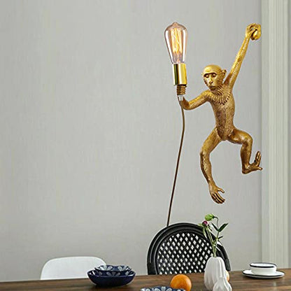 Jorunhe Plug in Wall Sconces, Resin Monkey Wall lamp, 21.65 x 11.81 Inch On Off Switch, Vintage Industrial Wall Light Fixture for Living Room, Bedroom, Office
