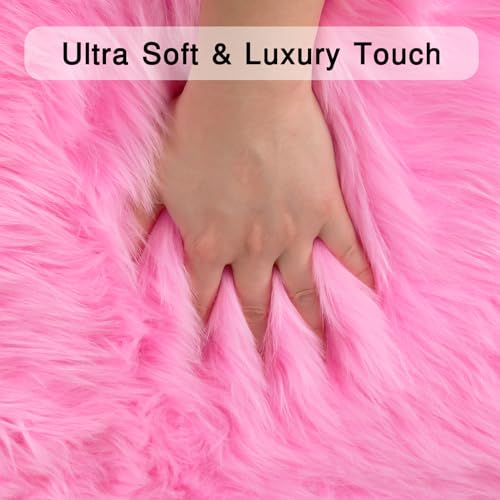 duduta Hot Pink Faux Sheepskin Runner Rugs 2x6 ft, Fluffy Fur Couch Covers - color: Hot Pink, size: 2' x 6' (Runner)