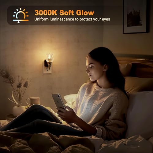JandCase Night Light, Glass Night Lights Plug into Wall 2 Pack - color: Spotted Flower