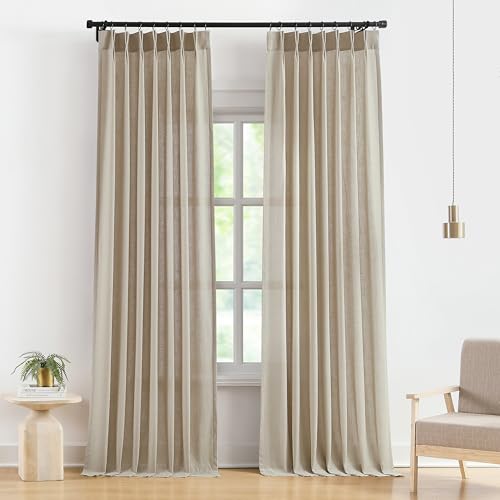 Vision Home Sand Linen Pinch Pleated Semi Sheer Curtains 40Wx95Lx2 - color: Sand/Pinch, size: 40"W x 95"L (Pack of 2)