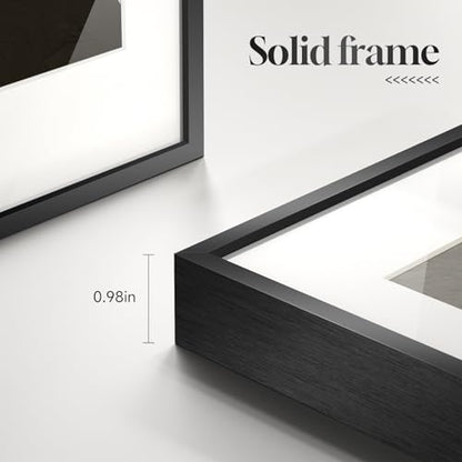 Framed Black and White Modern Abstract Wall Art for Living Room, 5 Piece - color: Minimalist