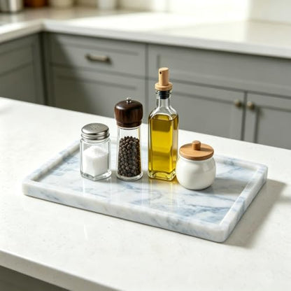 Natural Marble Bathroom Tray, 12"x8" Stone Vanity Decorative Counter Trays - color: 12"x8"-namib Sky