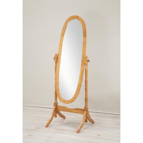 Cheval Mirror Full Length Floor Mirror with Stand, Adjustable Oval Wood Standing Mirror, Freestanding Dressing Mirror for Bedroom, Living Room and Dressing Area (Oak) - color: Oak