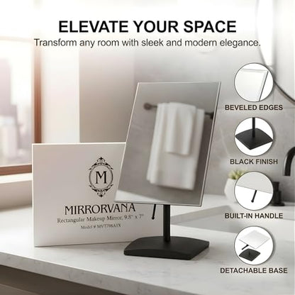 MIRRORVANA Large Adjustable Table Desk Mirror with Stand, 9.8" x 7" (Black) - color: Black