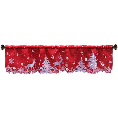 Grelucgo Embroidered Rod Pocket Reindeer Kitchen Window Curtains Valance 58×14 Inches for Christmas Holidays (Reindeer) - color: Reindeer
