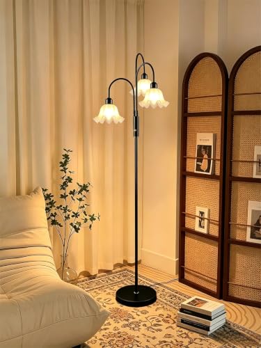 Lightdot Flower Floor Lamp 3 Light Black Dimmable Tall Floral Floor Lamps - color: 3 Flower Down-Black