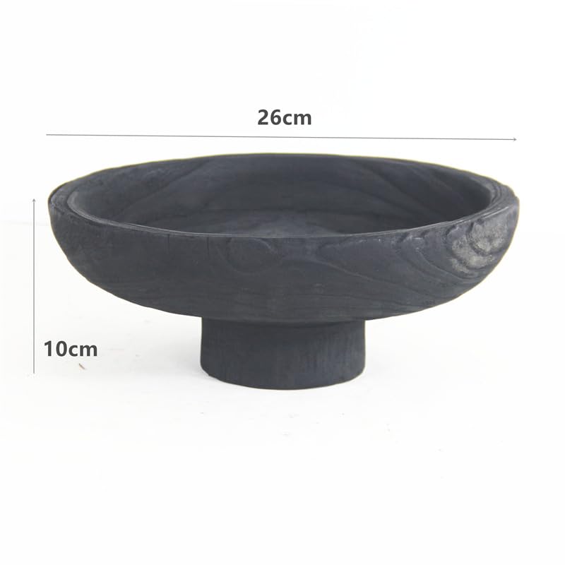 Moss Bowl Wooden Decorative Bowl, Wabi Sabi Wood Bowl for Coffee Table Centerpiece Decor, Wooden Dough Bowl Style, Minimal Table Decor (Pedestal Bowl)