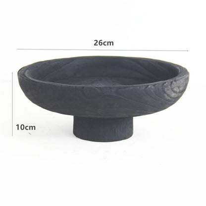 Moss Bowl Wooden Decorative Bowl, Wabi Sabi Wood Bowl for Coffee Table Centerpiece Decor, Wooden Dough Bowl Style, Minimal Table Decor (Pedestal Bowl)
