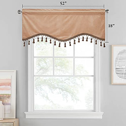 StangH Blush Beige Tassel Velvet Valances Curtains 52x18 Inch, 2 Panels - color: Blush Beige, size: 52"W x 18"L (Pack of 2)