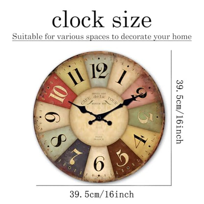 Farmhouse Wood Silent Wall Clocks Battery Operated 16 Inch - color: Colorful1, size: 16 Inch