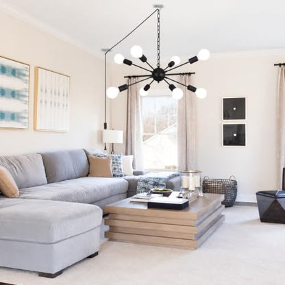 8 Lights Plug in Chandelier, Hanging Lights Black Plug in Pendant Light - color: 8 Lights-Black-E26-Plug In, size: 8 Lights