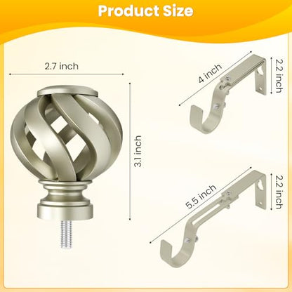 Ycolnaefllr Nickel Twisted Cage Curtain Rod, Heavy Duty Adjustable 48-84" - color: Brushed Nickel, size: 16-96"