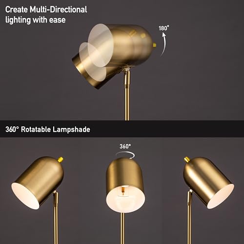 O'Bright Helios - Adjustable Tripod LED Floor Lamp, Dimmable, Swivel Head, Perfect for Reading and Task Lighting, Antique Brass - color: Antique Brass
