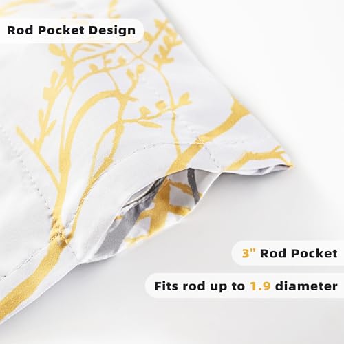 DriftAway Tree Branch Lined Valance Double Layer Blackout Thermal Insulated Abstract Ink Printing Window Curtain Valance Rod Pocket 52 Inch by 18 Inch Plus 2 Inch Header Yellow 1 Pack - color: Yellow, size: 52"W x 18"L (Pack of 1)