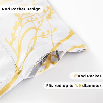 DriftAway Tree Branch Lined Valance Double Layer Blackout Thermal Insulated Abstract Ink Printing Window Curtain Valance Rod Pocket 52 Inch by 18 Inch Plus 2 Inch Header Yellow 1 Pack - color: Yellow, size: 52"W x 18"L (Pack of 1)