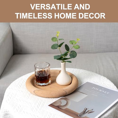 Natural Marble Vanity Tray, 9.45" Sandstone Texture Round Decorative Trays - color: Sandstone