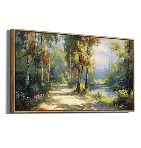 ARPEOTCY Large Landscape Wall Art,Nature Birch Tree Path Painting 20×40 in - color: Birch Tree Path, size: 40"L x 20"W