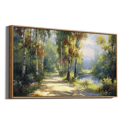 ARPEOTCY Large Landscape Wall Art,Nature Birch Tree Path Painting 20×40 in - color: Birch Tree Path, size: 40"L x 20"W