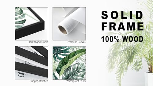 Large Framed Botanical Wall Art, Tropical Plants Canvas Prints, 16"x24"x3 - color: green, size: 16"x24"x3 Framed