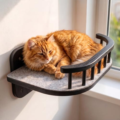 Cat Wall Shelves, Modern Cat Wall Furniture for Indoor Cats - Black - color: Black, 3 Steps + Perch
