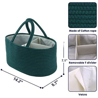 XUANGUO Cotton Rope Baby Diaper Caddy Organizer Basket Dark Green - color: Dark green, size: Regular