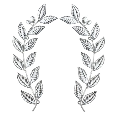 Knitgrip 2 Pcs Silver Metal Leaf Wall Decor Modern Minimalist Leaf Wall Art Bling Home Decoration Classic Hanging Tree Branch Wall Sculptures for Home Living Room Bedroom Bathroom