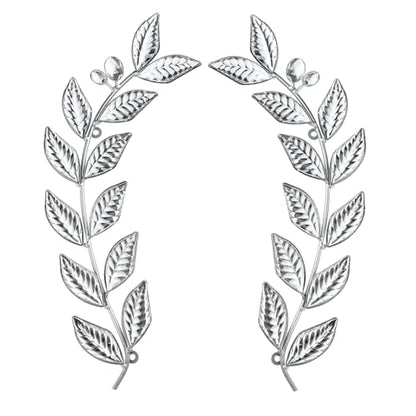 Knitgrip 2 Pcs Silver Metal Leaf Wall Decor Modern Minimalist Leaf Wall Art Bling Home Decoration Classic Hanging Tree Branch Wall Sculptures for Home Living Room Bedroom Bathroom