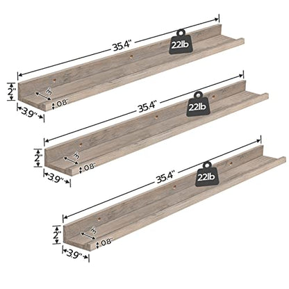HOOBRO Floating Shelves, Wall Shelf Set of 3, 35.4 Inches Hanging Shelf - color: Greige, size: 35.4 Inches