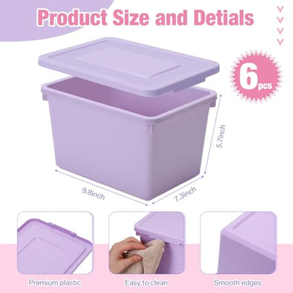 Potchen 6 Pack Small Stackable Storage Bins with Lids, Pink, Purple - color: Pink, Purple