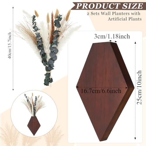 2 Pcs Wooden Wall Planters, Brown, Natural Style - color: Brown, style: Natural Style