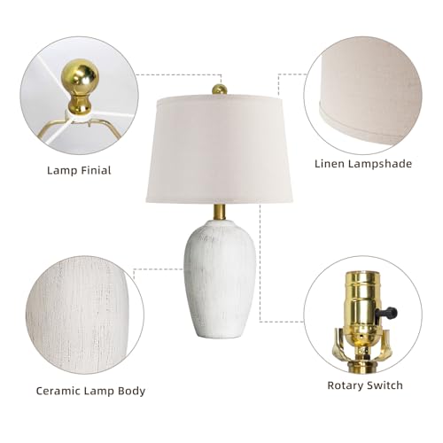 AIEAMPDO 21'' Set of 2 Rustic Ceramic Small Table Lamps for Bedroom - color: Antique White
