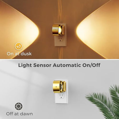 L LOHAS LED Night Light Projector, Night Lights Plug into Wall Light Sensor - color: Gold