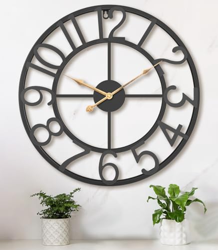 Pytha Sight 30 Inch Black Large Arabic Numeral Wall Clocks for Living Room - color: Black Arabic, size: 30 Inch